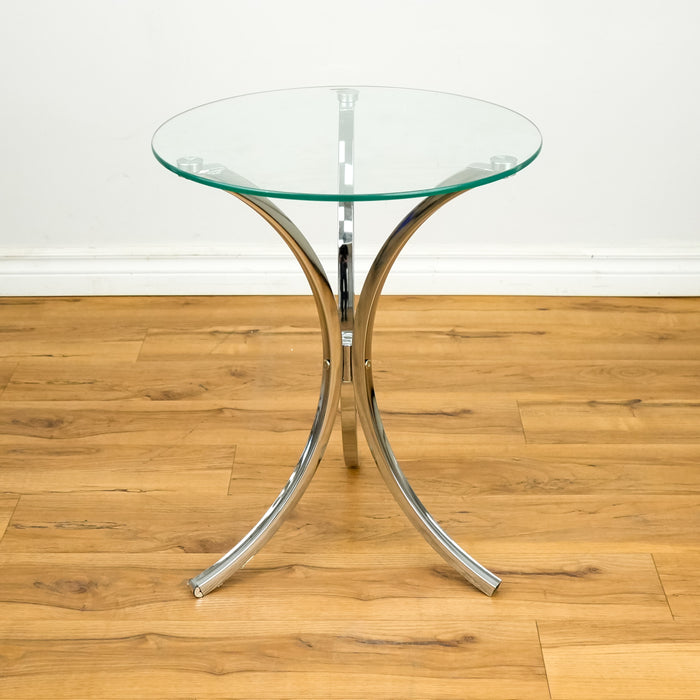 Round 18-Inch Diameter Glass Table with Chrome Legs