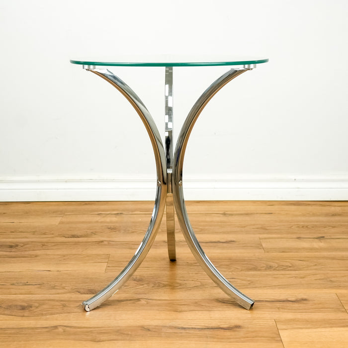 Round 18-Inch Diameter Glass Table with Chrome Legs