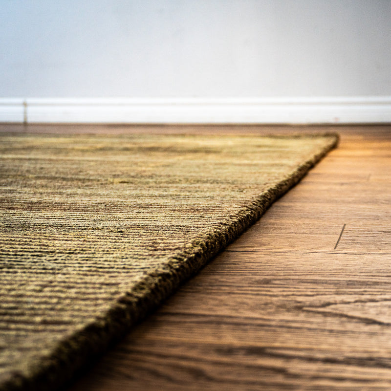 Hand Woven Wool Area Rug in Earthy Green/Olive, 60 x 90-Inches