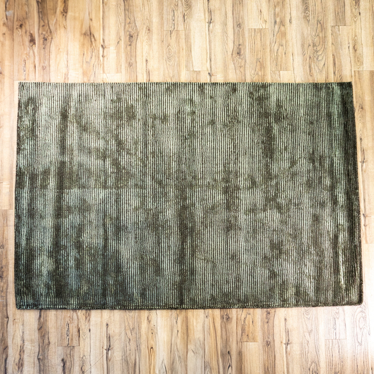 Hand Woven Wool Area Rug in Earthy Green/Olive, 60 x 90-Inches