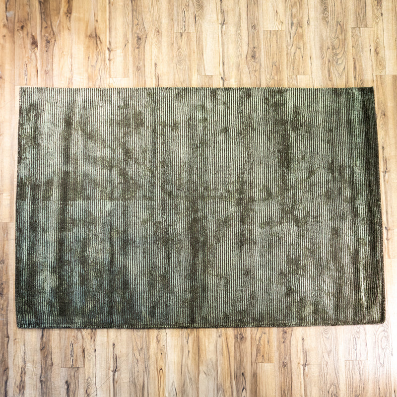 Hand Woven Wool Area Rug in Earthy Green/Olive, 60 x 90-Inches