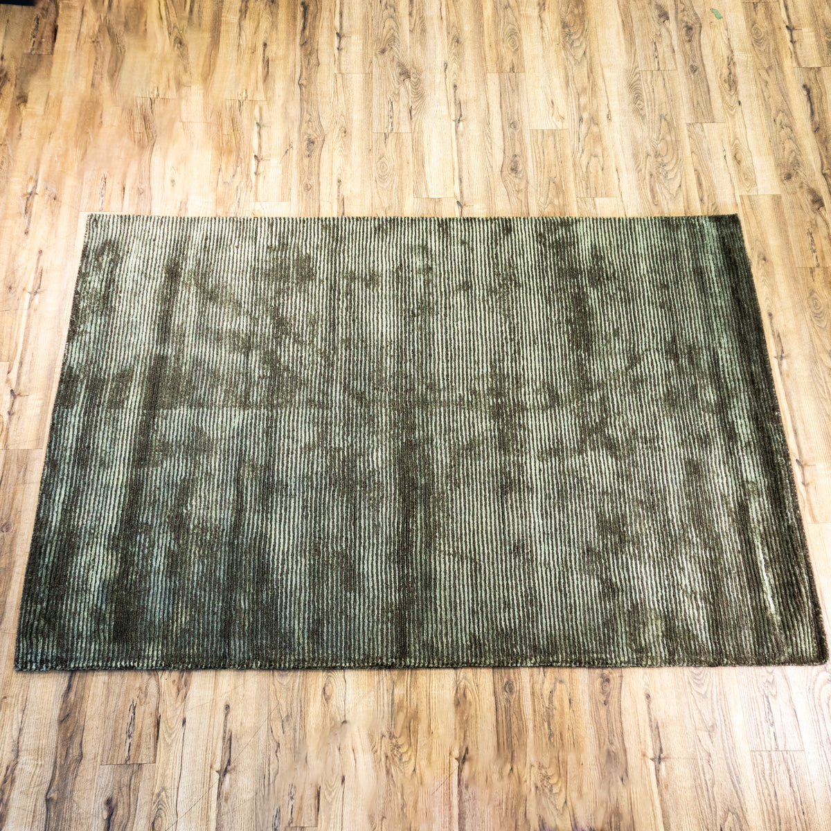 Hand Woven Wool Area Rug in Earthy Green/Olive, 60 x 90-Inches