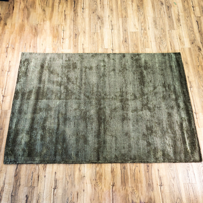 Hand Woven Wool Area Rug in Earthy Green/Olive, 60 x 90-Inches