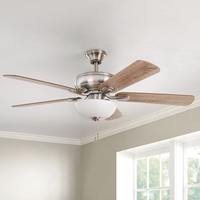 Hampton Bay Rothley II 52-inch Indoor Brushed Nickel Ceiling Fan with Reversible Blades & LED Light Kit