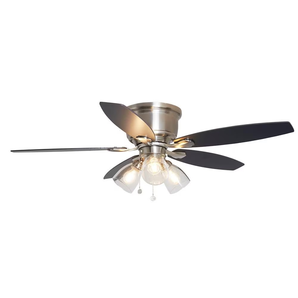 Stoneridge 52-inch Indoor Brushed Nickel Ceiling Fan with Reversible Blades & LED Light