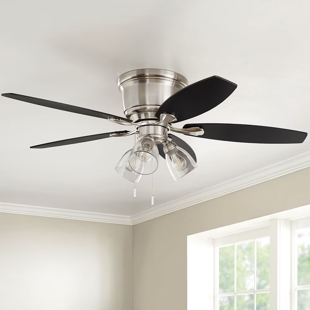 Stoneridge 52-inch Indoor Brushed Nickel Ceiling Fan with Reversible Blades & LED Light