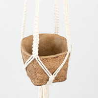 Hanging Basket Weaved Cement Pot Set of 2