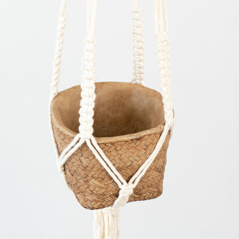 Hanging Basket Weaved Cement Pot Set of 2