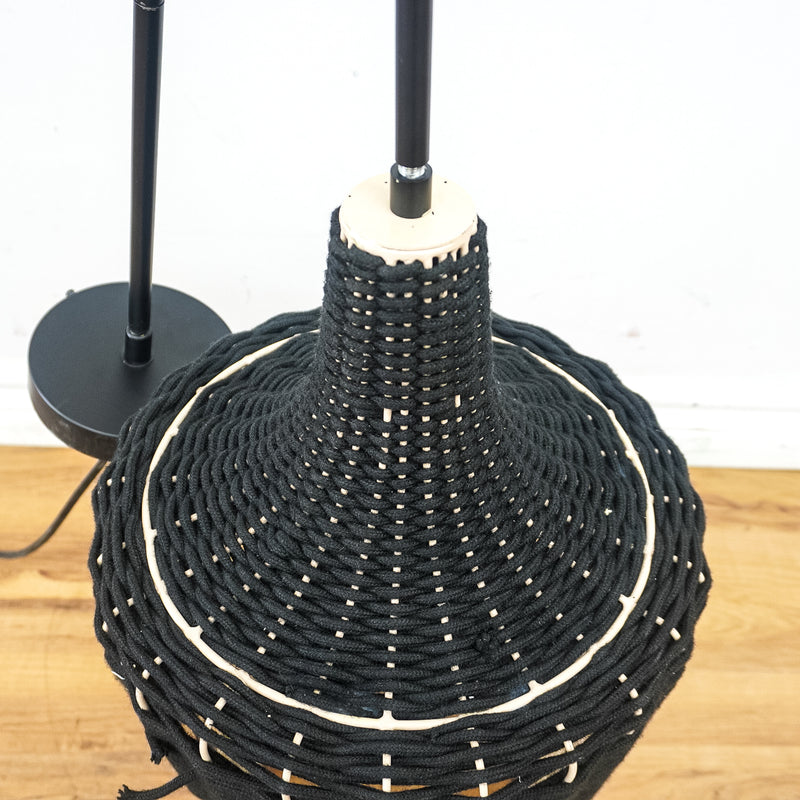 Hannah Outdoor Pendant Light – Black Top, Beige Bottom