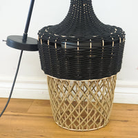 Hannah Outdoor Pendant Light – Black Top, Beige Bottom