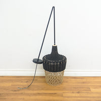 Hannah Outdoor Pendant Light – Black Top, Beige Bottom
