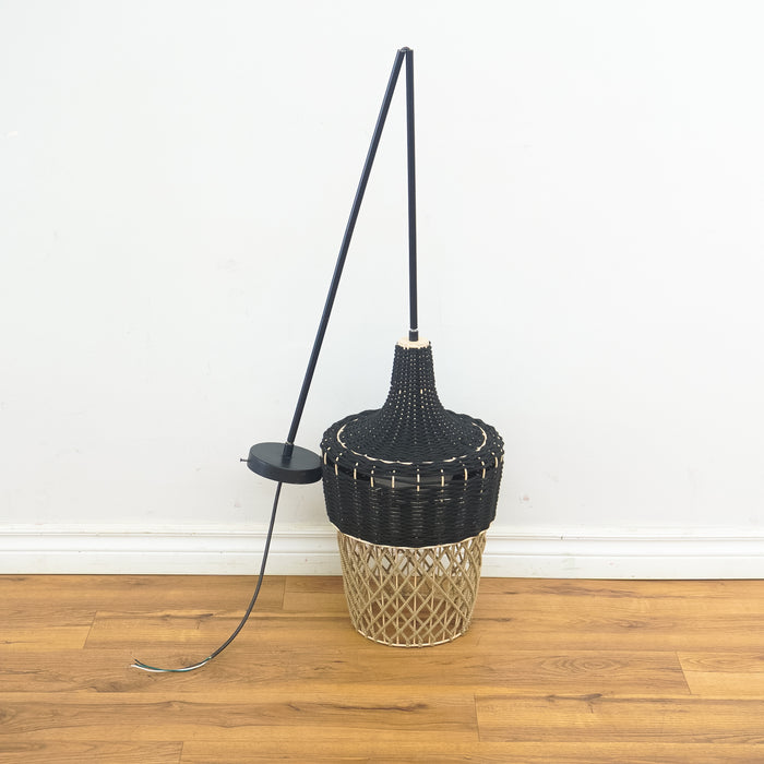 Hannah Outdoor Pendant Light – Black Top, Beige Bottom