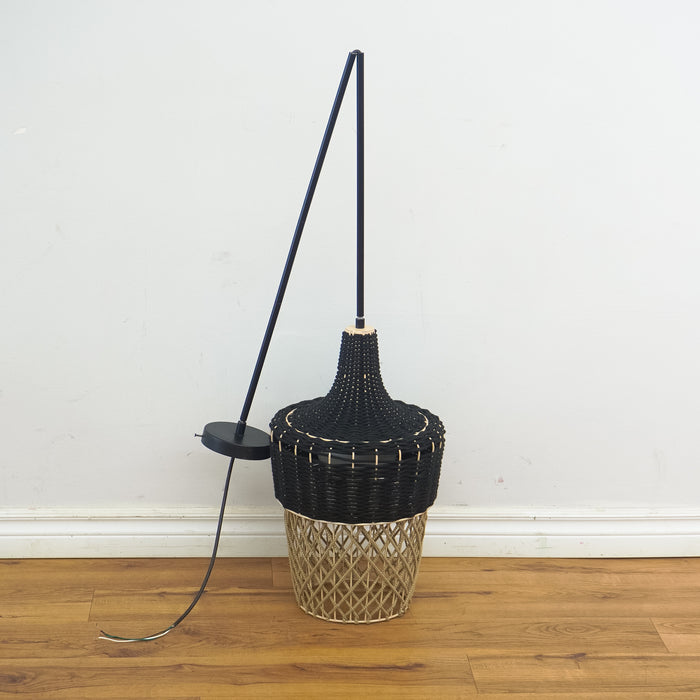 Hannah Outdoor Pendant Light – Black Top, Beige Bottom