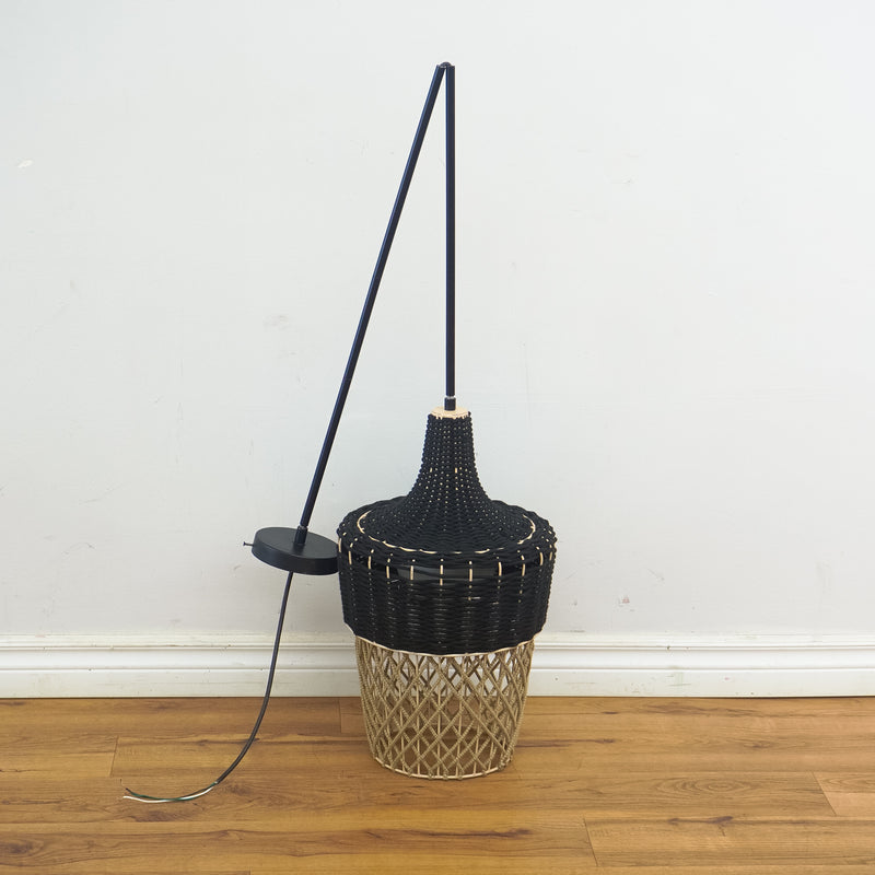 Hannah Outdoor Pendant Light – Black Top, Beige Bottom