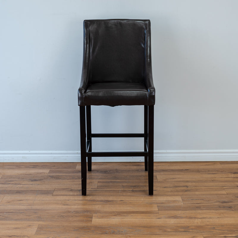 High Back Counter Stool in Brown Leather