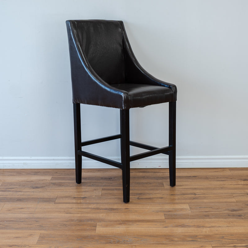 High Back Counter Stool in Brown Leather