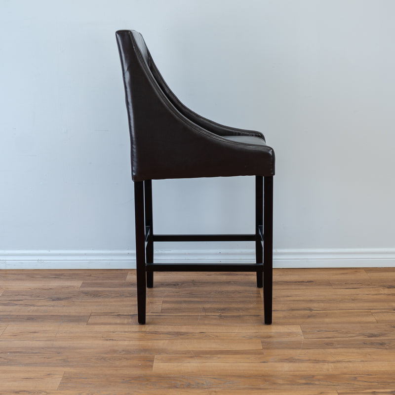 High Back Counter Stool in Brown Leather