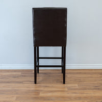 High Back Counter Stool in Brown Leather