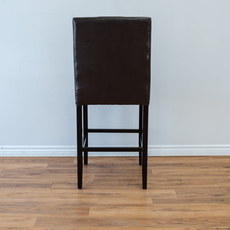 High Back Counter Stool in Brown Leather