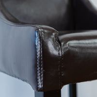 High Back Counter Stool in Brown Leather