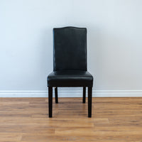 High Camel Back Leather Chair in Black