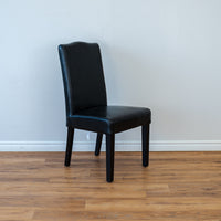 High Camel Back Leather Chair in Black