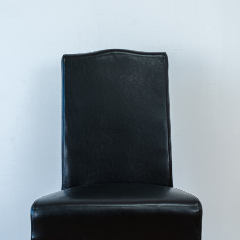 High Camel Back Leather Chair in Black