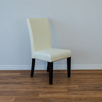 High Straight Back Leather Chair in Croco White