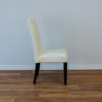 High Straight Back Leather Chair in Croco White