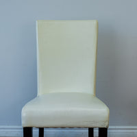 High Straight Back Leather Chair in Croco White