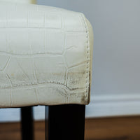 High Straight Back Leather Chair in Croco White