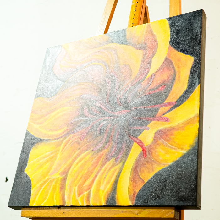 Canvas Artwork – Yellow Flower by P. Lund Steel – 24x24-Inch