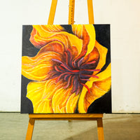 Canvas Artwork – Yellow Flower by P. Lund Steel – 24x24-Inch