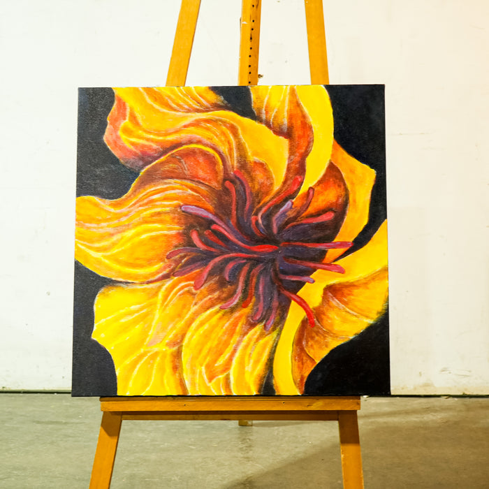 Canvas Artwork – Yellow Flower by P. Lund Steel – 24x24-Inch