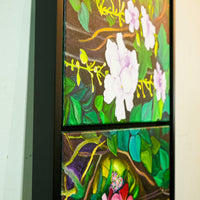 Framed Triple Floral Canvas Artwork – 51.5x22.5-Inch