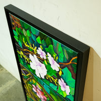 Framed Triple Floral Canvas Artwork – 51.5x22.5-Inch