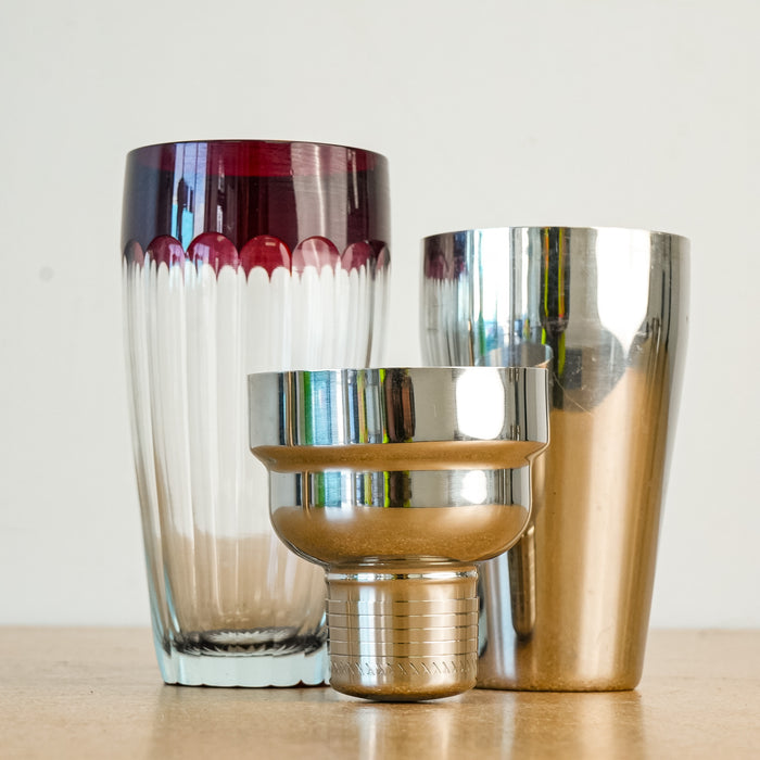 Classic Steel & Glass Cocktail Shaker 10.5-Inch Tall with Matching Tumbler