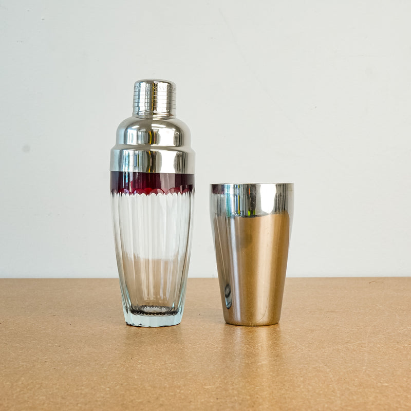 Classic Steel & Glass Cocktail Shaker 10.5-Inch Tall with Matching Tumbler