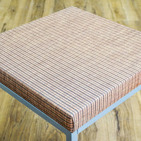 Square 18-Inch Side Table with Flat Upholstered Top and Grey Frame