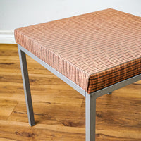 Square 18-Inch Side Table with Flat Upholstered Top and Grey Frame