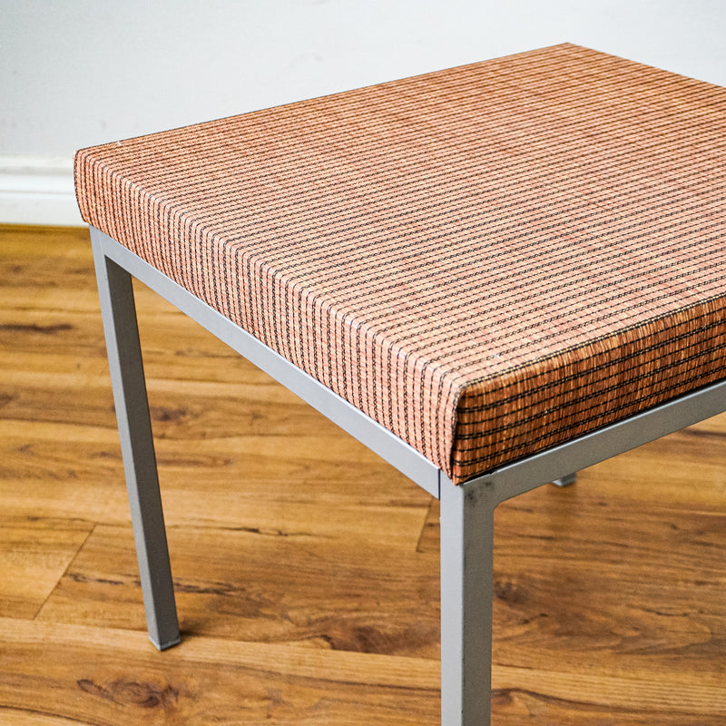 Square 18-Inch Side Table with Flat Upholstered Top and Grey Frame