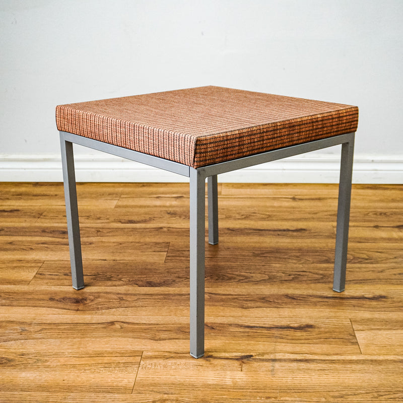 Square 18-Inch Side Table with Flat Upholstered Top and Grey Frame