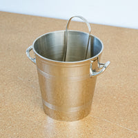 Decorative 5.75-Inch Tall Ice Bucket in Stainless Steel with Tongs