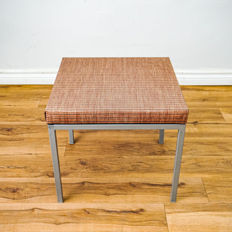 Square 18-Inch Side Table with Flat Upholstered Top and Grey Frame