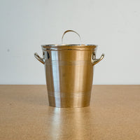 Decorative 5.75-Inch Tall Ice Bucket in Stainless Steel with Tongs