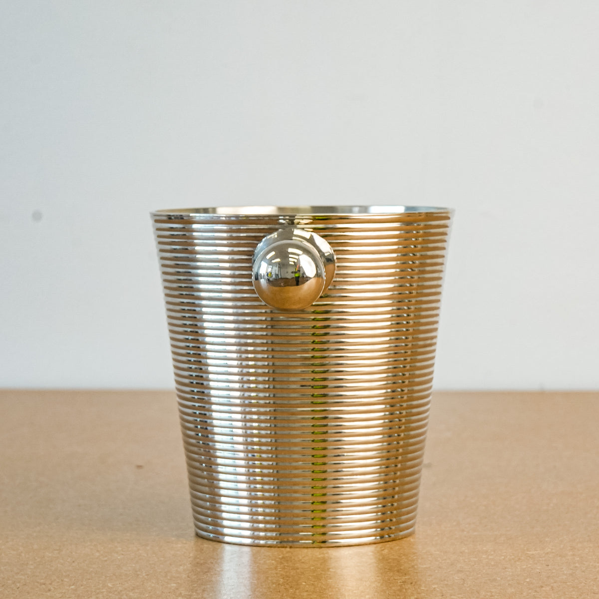 Decorative 5.75-Inch Tall Ice Bucket in Ribbed Stainless Steel
