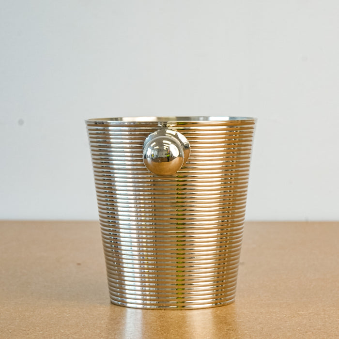 Decorative 5.75-Inch Tall Ice Bucket in Ribbed Stainless Steel