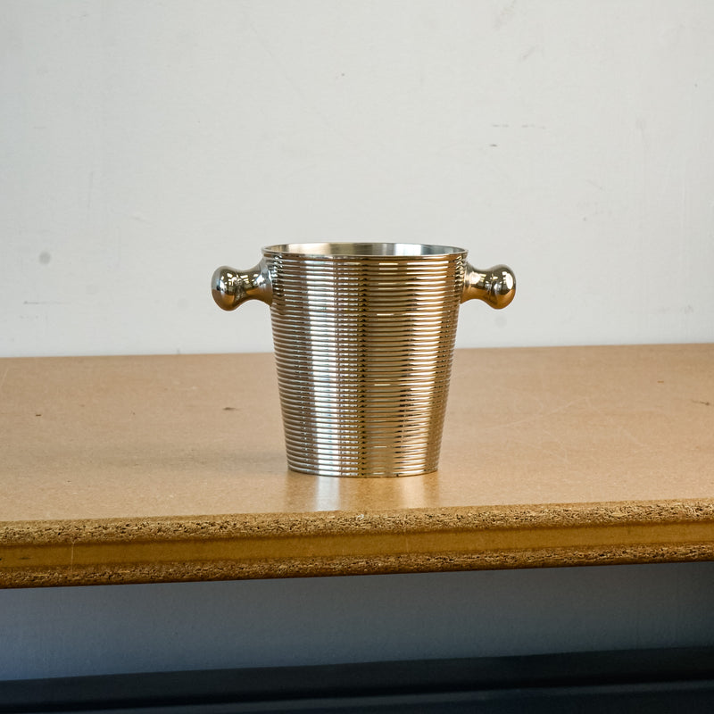 Decorative 5.75-Inch Tall Ice Bucket in Ribbed Stainless Steel