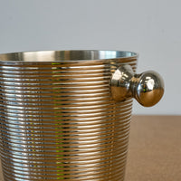 Decorative 5.75-Inch Tall Ice Bucket in Ribbed Stainless Steel