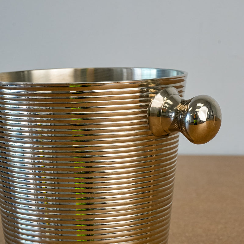 Decorative 5.75-Inch Tall Ice Bucket in Ribbed Stainless Steel